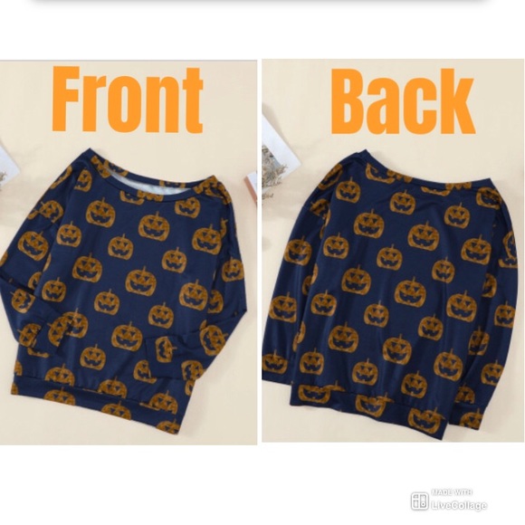 HPx3 🎃⚠️ 1 Large Left • Navy Jack-O-Lantern Halloween Sweatshirt - Picture 2 of 7